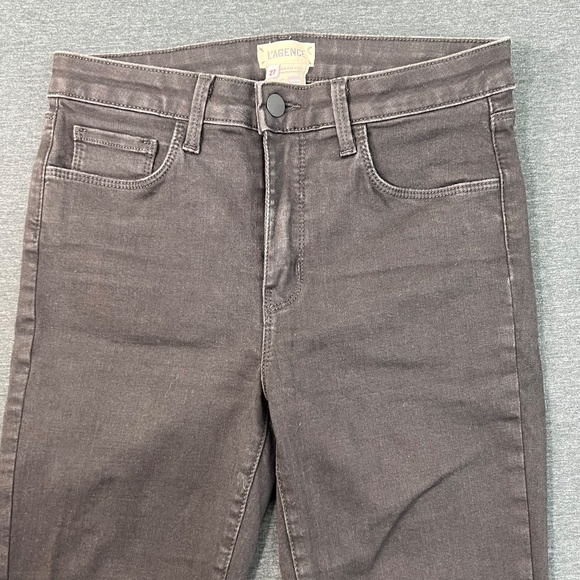 L’agence Margot HighRise Skinny Jean Zinc Destruct Sz 27 Black Denim Distressed - Picture 3 of 13